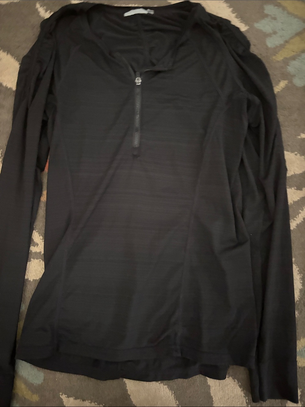 Athleta Black Long Sleeve Quarter-Zip Pullover